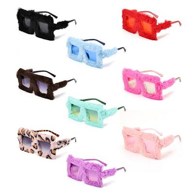 Oversized Plush Sunglasses Soft Fluffy Novelty Glasses Y2K Winter Shades for Women