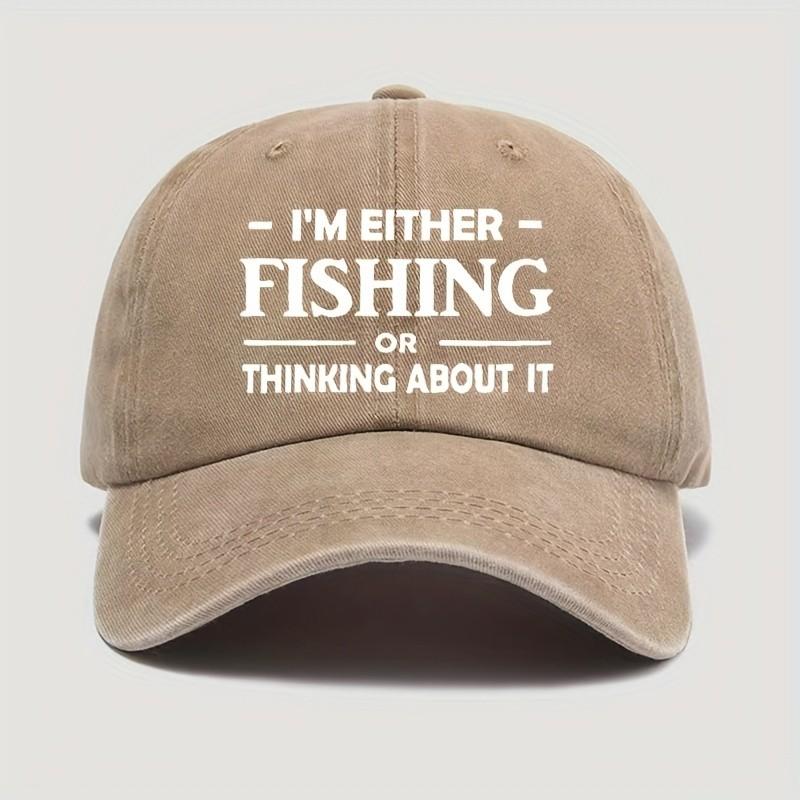 Fishing Thinking About It Baseball Cap Washed Cotton Adjustable Outdoor Sun Protection Unisex Hat