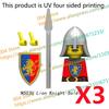 N501U-504U Medieval Castle Knight Building Blocks Figures Four Side UV Printing King Warhorse Weapons Accessories Toys Kid Gifts