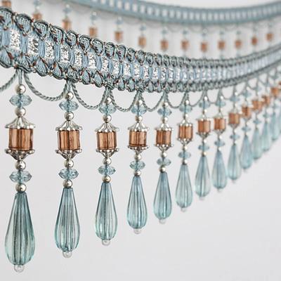 1m Crystal Curtain Tassel Lace Trim Sewing Ribbon Tassel Crystal Bead Fringe Upholstery Curtain Accessory for Home Decoration