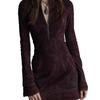  New Amazon Independent Station Semi-turtleneck Zipper Embroidery Plus Lace Lace Hip Skirt