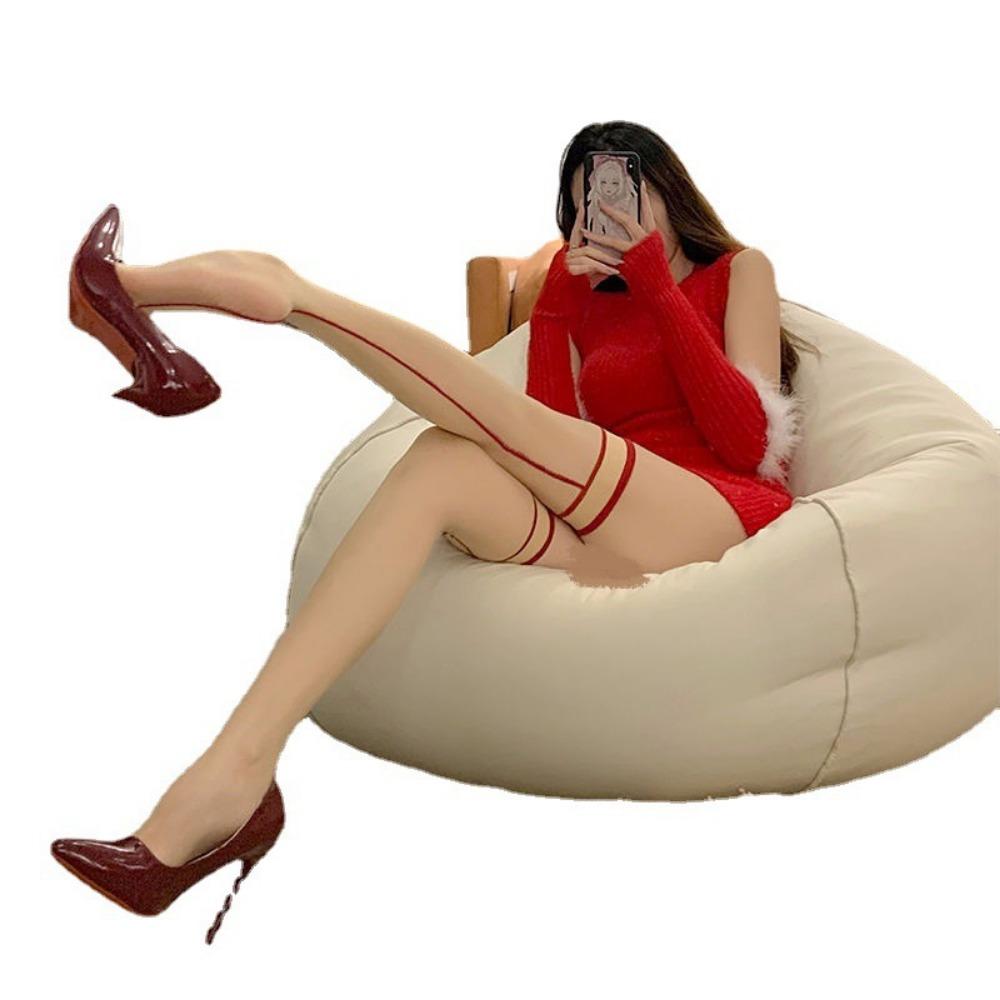 Sexy Complexion Red-edged Leg Ring Shrimp Line Over The Knee Thigh Stockings Internet Celebrity Royal Sister Wind Thin Thin Skin-penetrating Stockings