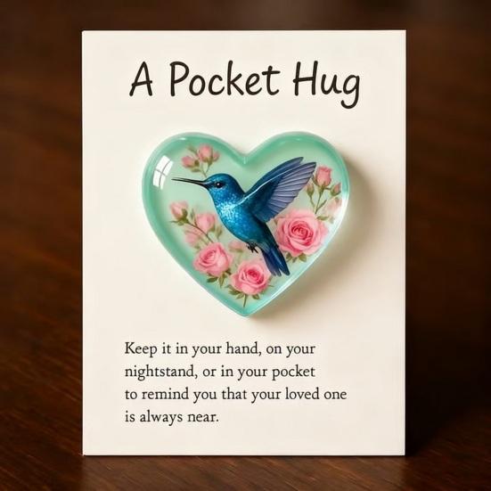 Pocket Hug Hummingbird Mini Pocket Hug Heart Cute Hummingbird Ornament with Encouragement Card Keepsake