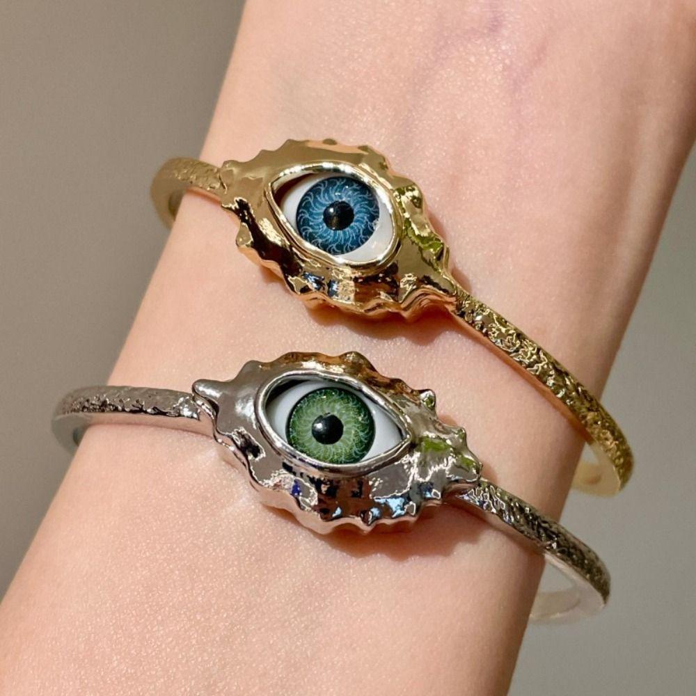 Metal Demon's Eye Bracelets Silver Geometric Cuff Bangles  Jewelry Accessories
