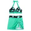 Two Piece Swimsuit for Women Printed Bikini Top with Padded Cups Wireless Design and Skirt Bottom with Adjustable Side Tie