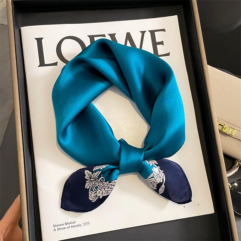 Fashion 100% Real Silk Scarf 53cm Square Bandelet Women's Silk Temperament Small Scarf Neck Decorative Wrap Printed Scarves