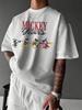 Disney Mickey Mouse Men's Casual Cartoon Print Short Sleeve T-Shirt Summer Casual Unisex Couples T-Shirt Y2k Parent-Child Outfit