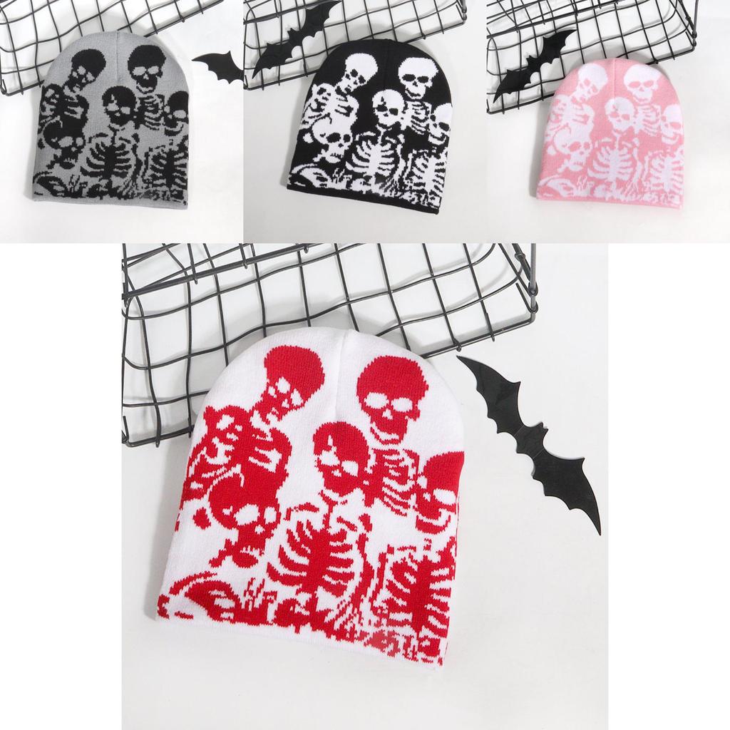 Skull Pattern Knit Hat With Warmth Function For Streetwear Youth Fashion And Fall Seasons