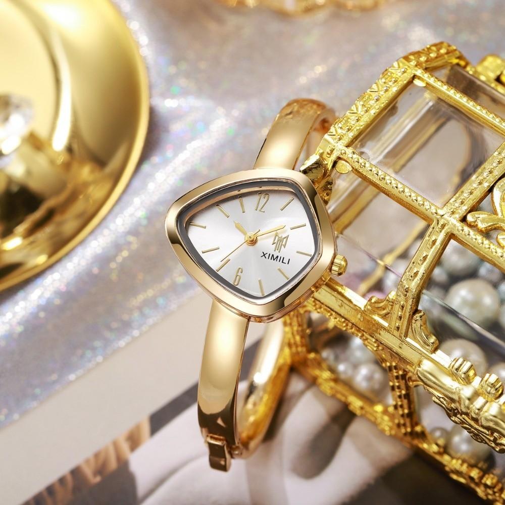 Square-shaped Dial Quartz Watch Open Design Bracelet Watch Creative Wristwatch  for Women