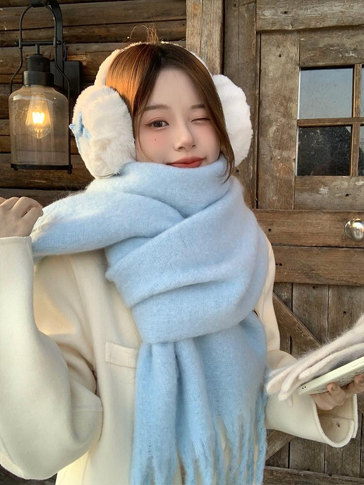 Winter Scarf For Women Cashmere Warm Solid Pashmina Blanket Wraps Female Thick Soft Bufanda Big Tassel Shawl Long Poncho Echarpe