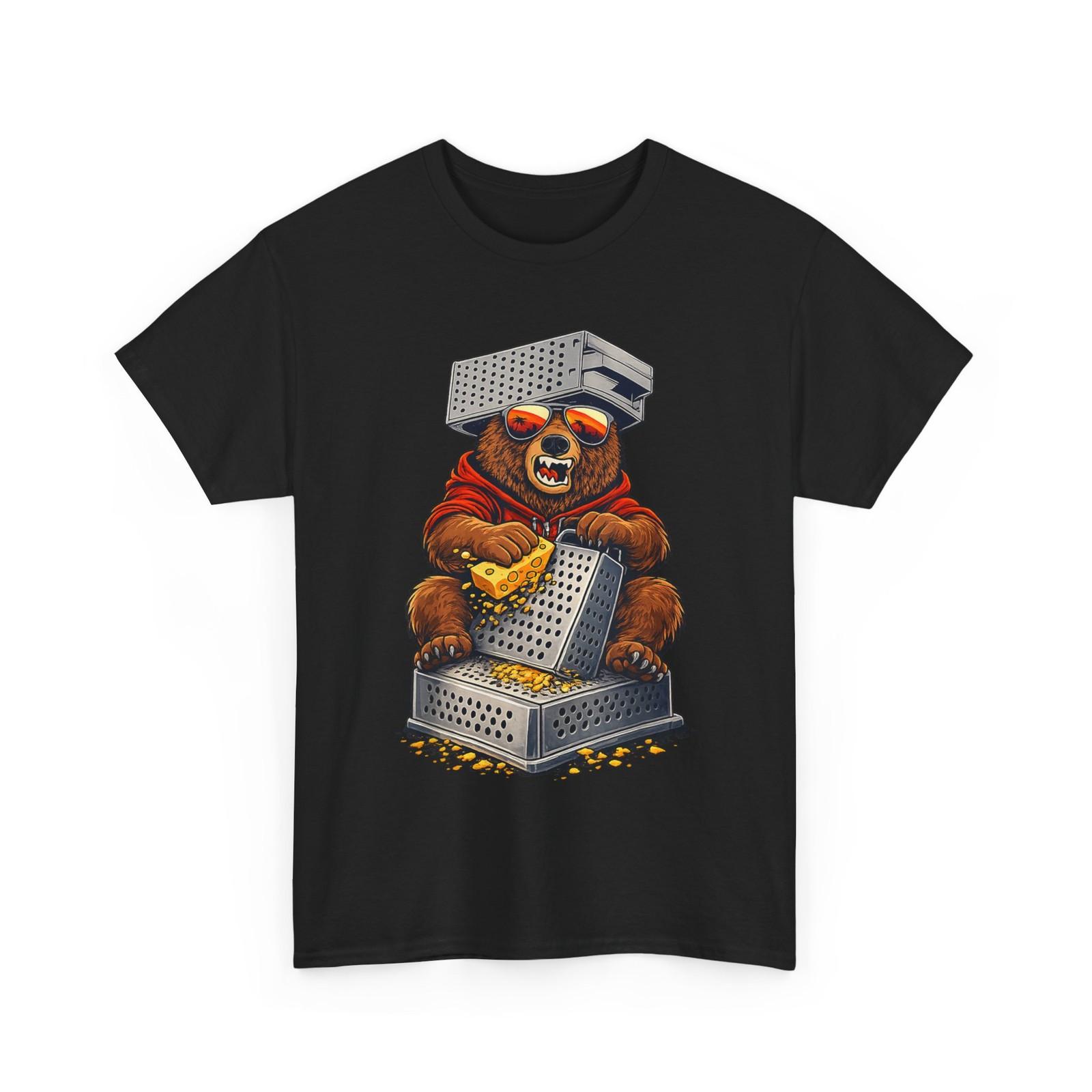 Bear with Cheese Grater Hat and Sunglasses Funny Men T-Shirt S