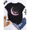 Purple Moon Floral Printed Women T Shirt Fashion Short Sleeve Graphic T Shirt Summer Tee Women T-shirt Female Tops Tees