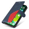 For iPhone 15 Leather Case Wallet Stand Color Splicing Phone Cover