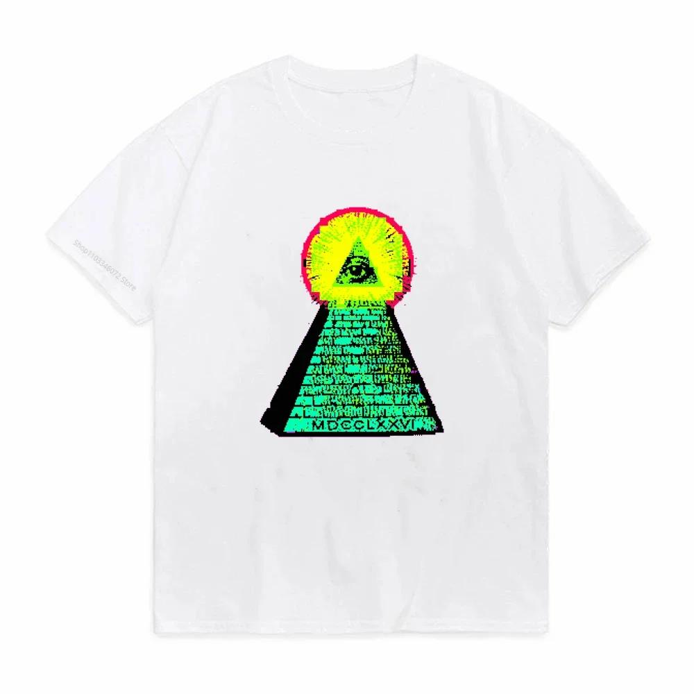 Sommer Illuminati T-Shirts Vertraue Niemandem Illuminati Allsehendes Auge T-Shirt Buchstabendesign T-Shirt Harajuku Rundhals-T-Shirt