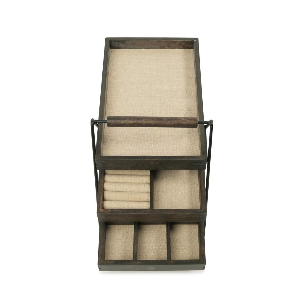 Umbra TERRACE Wooden Tabletop Accessory Case, Walnut, Jewelry Box, Case, Storage
