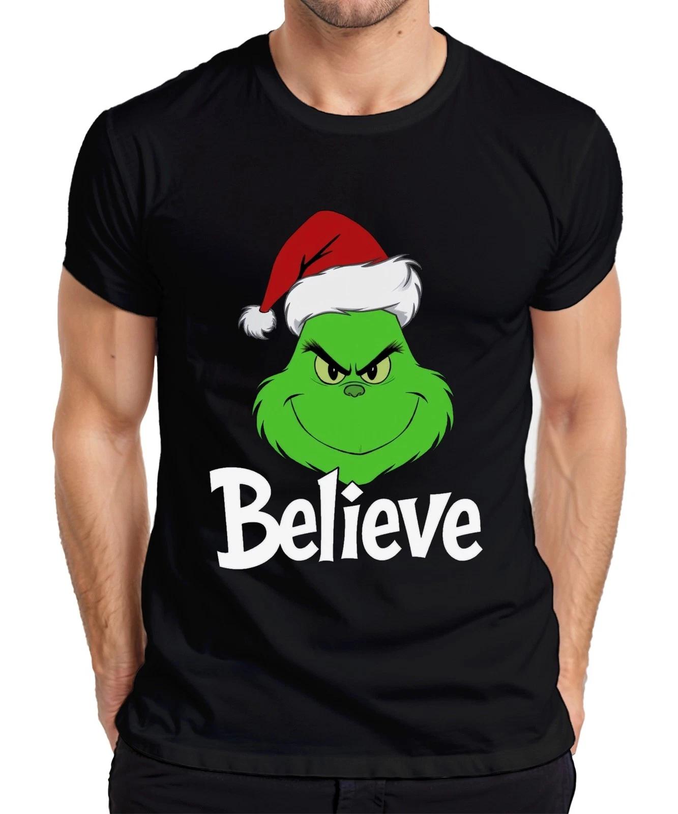 Believe Grinch Weihnachten Lustig Weihnachtsgeschenk Familie Herren T-Shirt XXXXL
