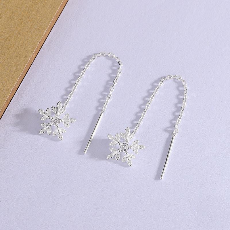 Snowflake Tassel Earrings Women Long Dangle Drop Earrings Elegant Face Slimming Jewelry Unique Christmas Gift For Her