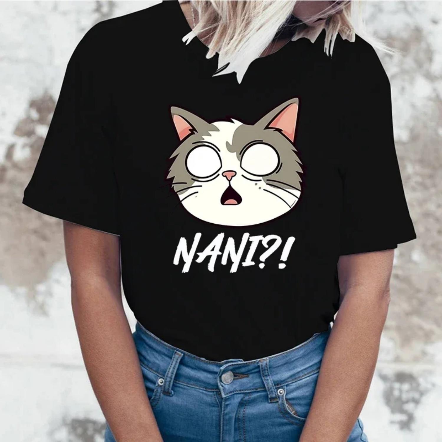 

New Fashion Nani Print Graphic T Shirt Fashion Casual Short Sleeve Shirt Tee S чёрный