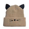 Embroidery Cat Ear Beanie Faux Fur Winter Hat Cute Kawaii Beanie  For Women