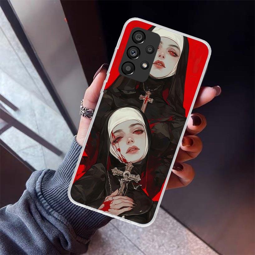 Dark Demon Nun Phone Case For Samsung Galaxy A12 A52S A42 A32 A22 A51 A50 Note 20 Ultra 10 S10 Plus A71 A70 A31 A30 A10S Galaxy