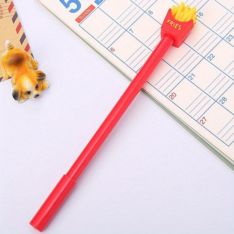 10pcs 0.5mm Pen Tip Creative Fries Cola Burger Ice Cream X Shape Gel Pen Fast Food Shape Cartoon Silicone Tip Gel Pen