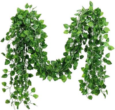 6/12Pcs 2.4M Artificial Plants Vine Fake Leaf Garland Hanging Wall Ornament Leaves Vine for Home Decor Garden Wedding Decoration
