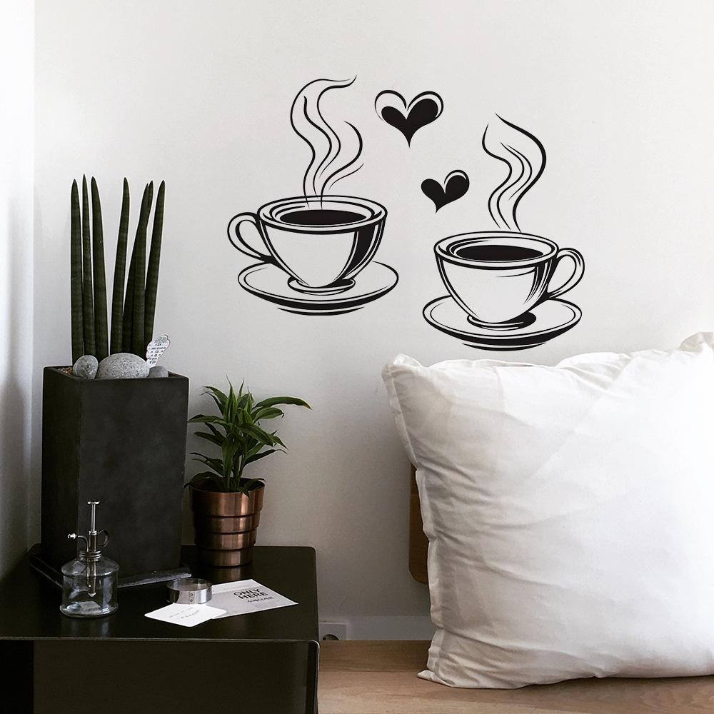 Simple Coffee Cup Love Cafe Atmosphere Beautification Decoration Wall Stickers