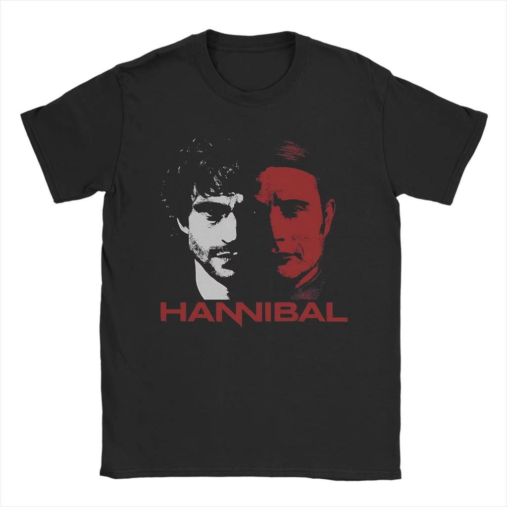 Hannibal Lecter pattern print casual loose cotton Hot sale Unisex Tshirt Summer fashionNew Oversized neck Unisex Tshirt