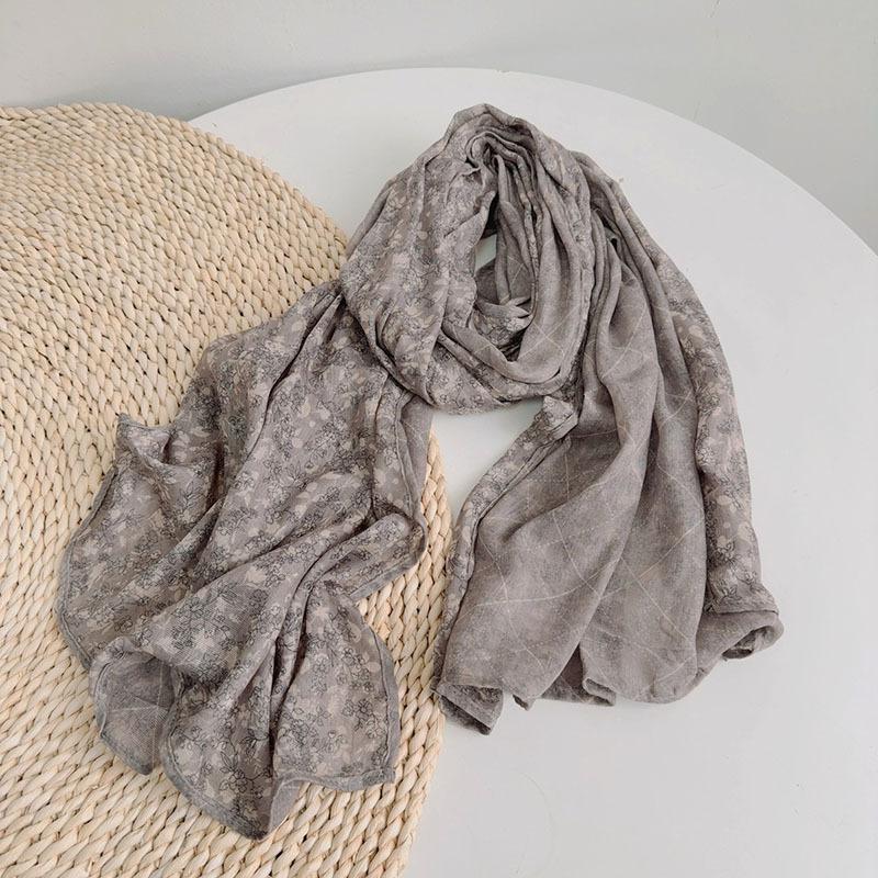 Korean Cotton Retro Scarf  Spring And Autumn New Floral Scarf Fashion Female Thin Breathable Shawl