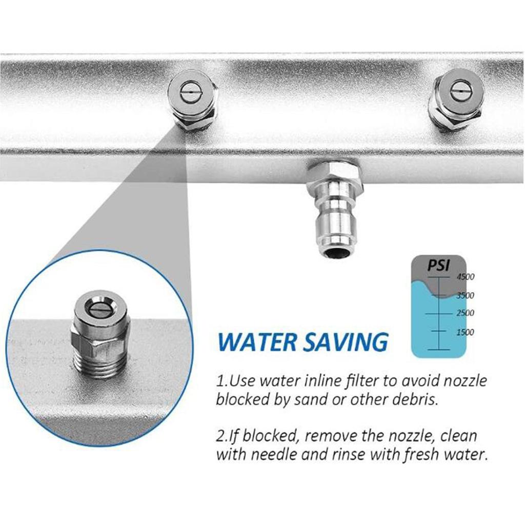 Water Broom for Pressure Washer Under Car Steel 7 Nozzles for Car Chassis