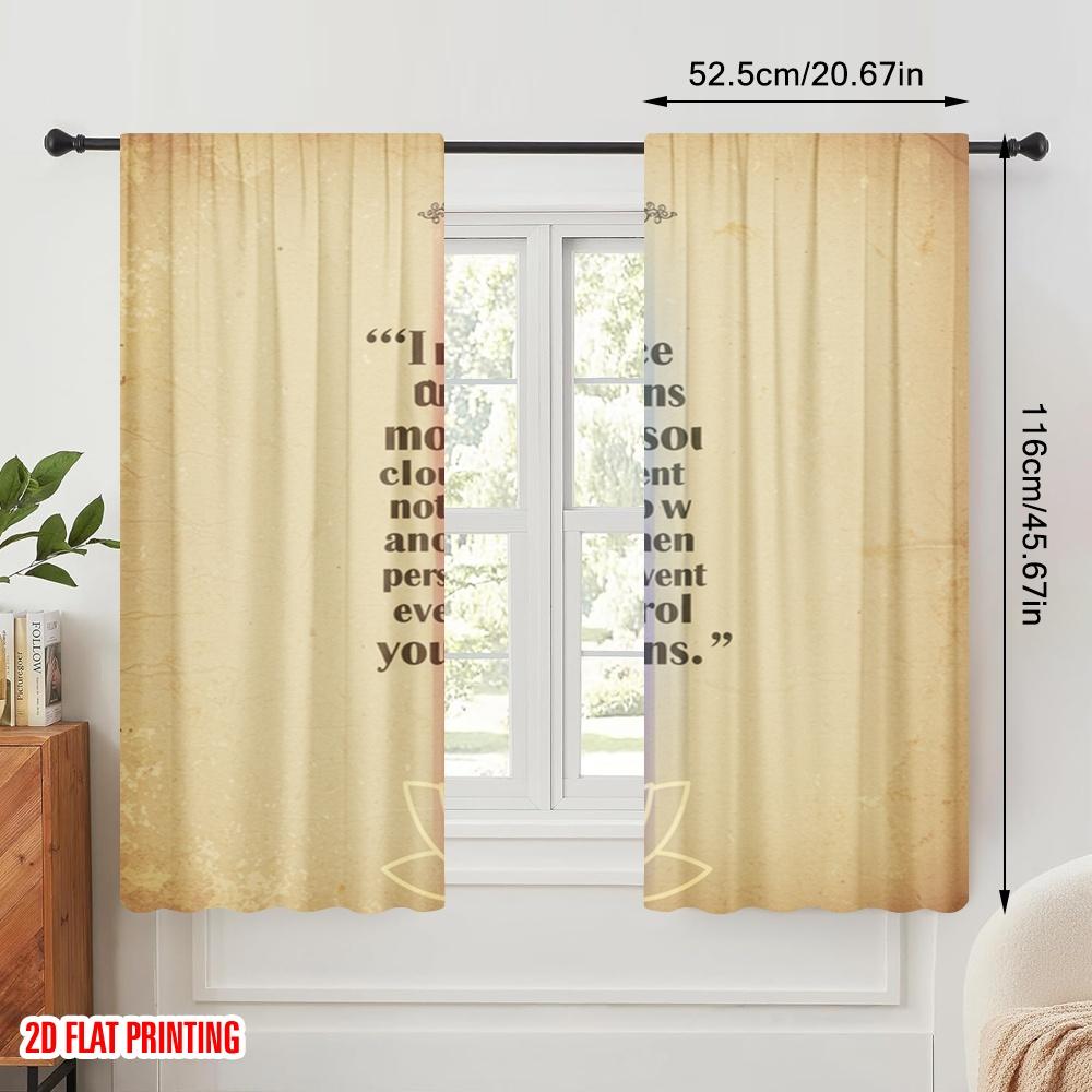 2pcs 2D Flat Printing Party Curtains Inner Peace Lotus Flower 100% Polyester Without Electricity Festive Holiday for Holiday