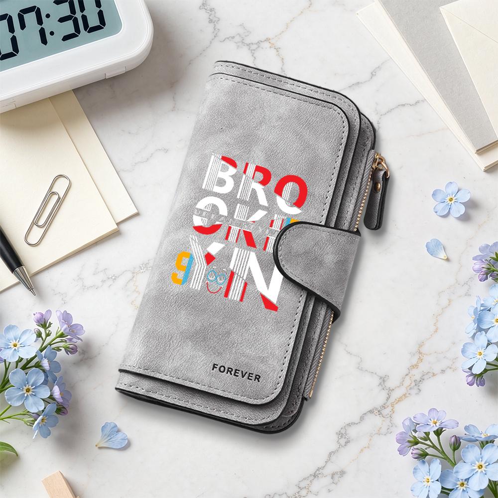 Stylish Printed Long Wallet Fashion Daily Use Card Holder Slim Purse