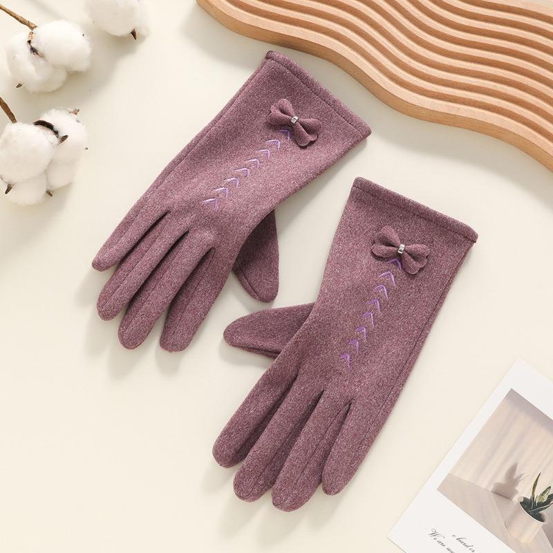 Warm gloves women's fleece cold-proof outdoor riding electric car rabbit down bow autumn and winter gloves