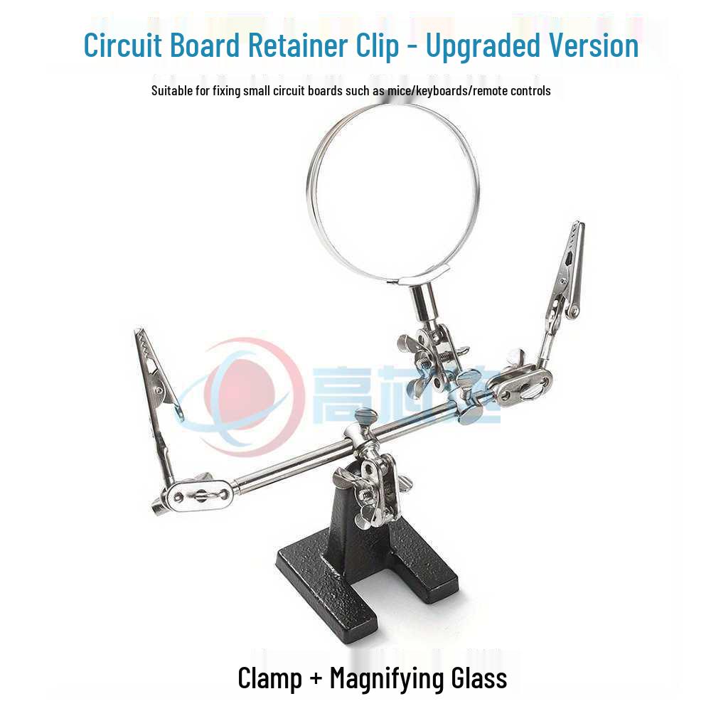 Compact Circuit Repair Kit: Circuit Board Holder & Soldering Stand with Clips, Magnifying Glass for Mouse, Keyboard, Phone Repair