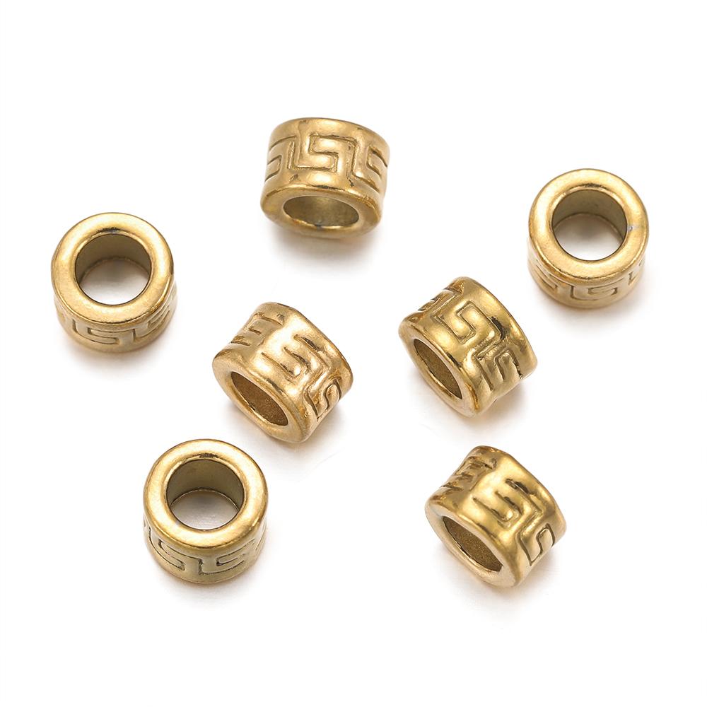 5Pcs/Pack Stainless Steel Spacer Beads Large Hole Tube Round Bead for Charm Bracelet Necklace DIY Jewelry Making Accessories