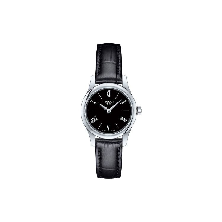 Tissot Elegance Series Quartz Movement Roman Scale Elegant Simple Watch 25Mm Black Dial Stainless Steel Case Genuine Leather Strap T063.009.16.058.00 Black Dial