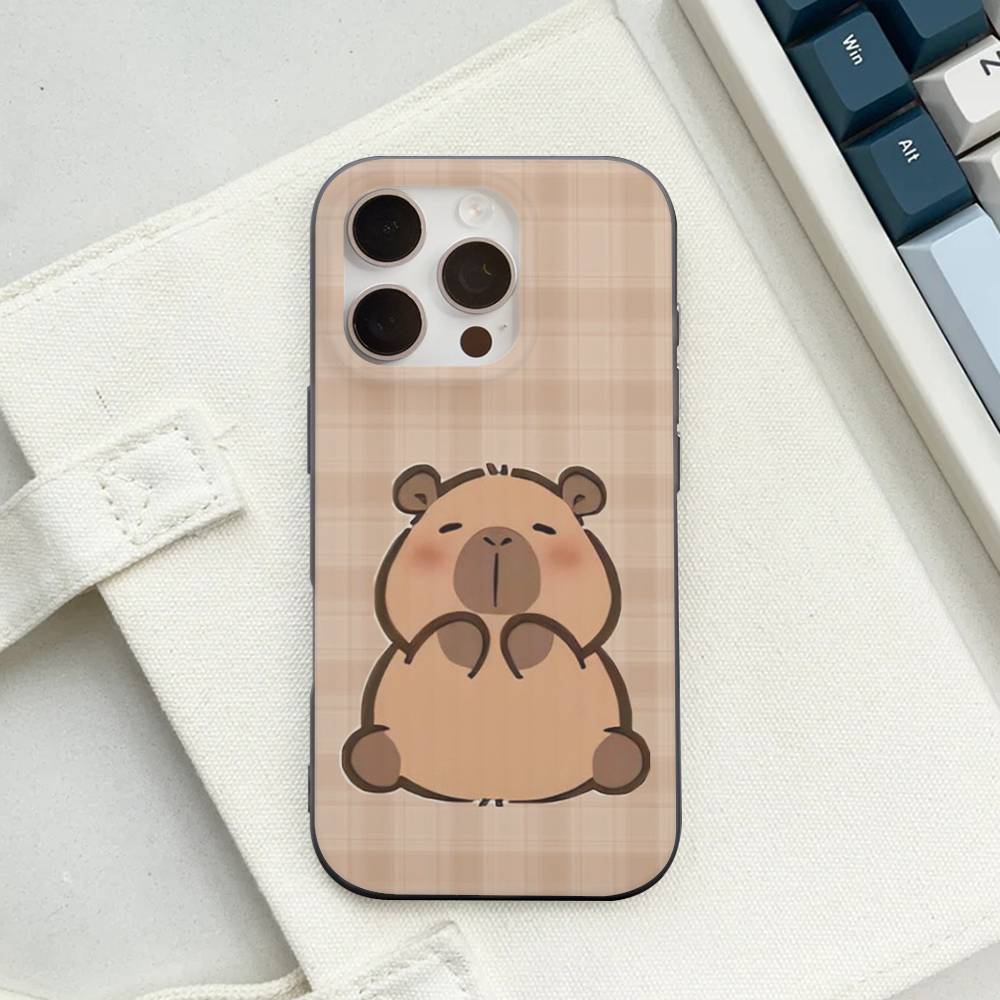 Cute Cartoon Capybara For iPhone 15 16 17 14 13 12 11 Pro Max 16E 16 Plus 17 Air Corrugated Shockproof Phone Cover