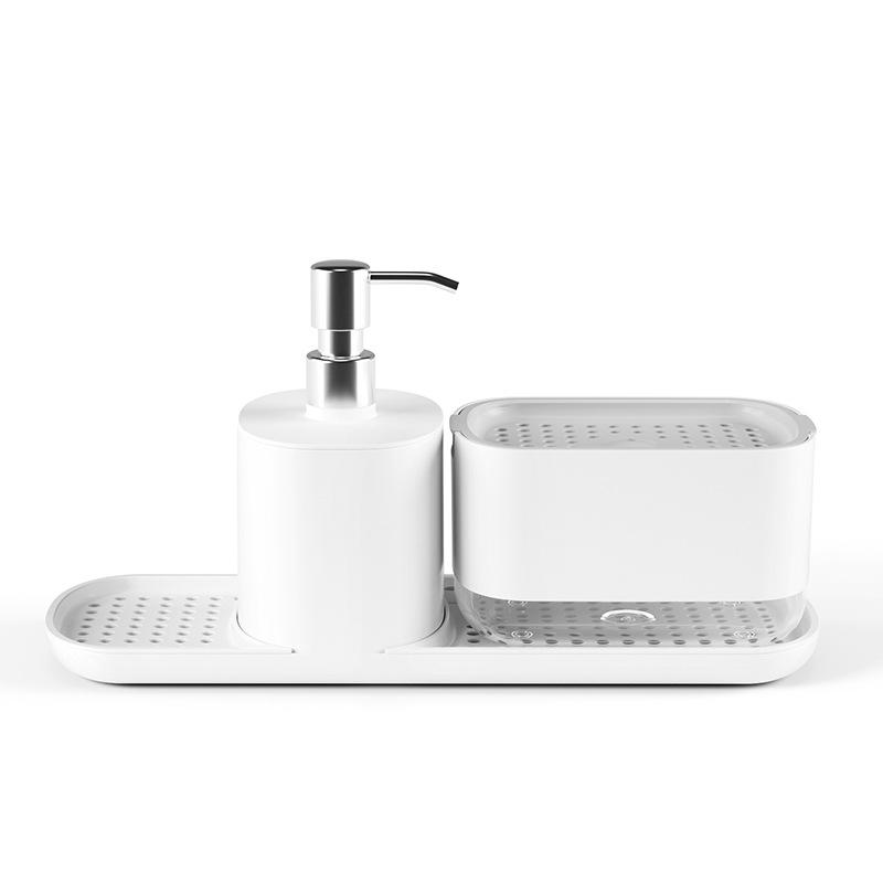 Druckknopf-Küchenspülbecken-Seifenspender und Aufbewahrungsgestell