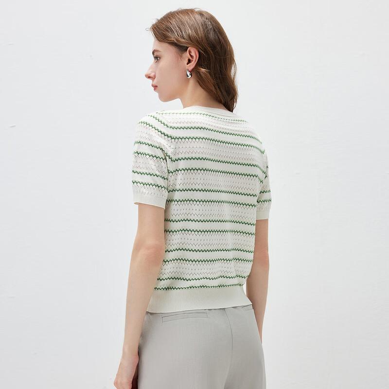 Komang Boca Women's Silk Blend Striped Knit T-Shirt