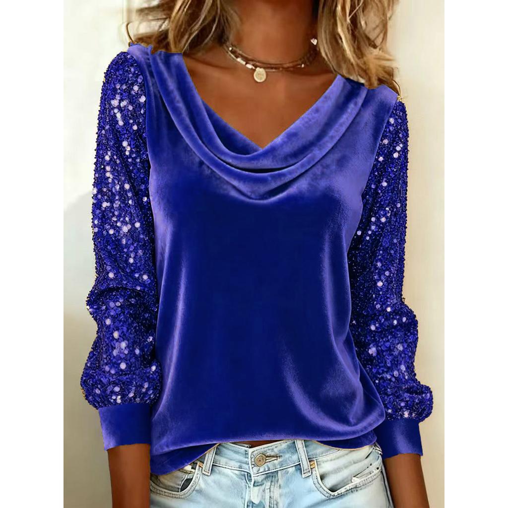 Elegante Samt-Langarmhemden für Damen Herbst Winter Einfarbige Lockere Damenblusen Mode Pullover Tops Partykleidung