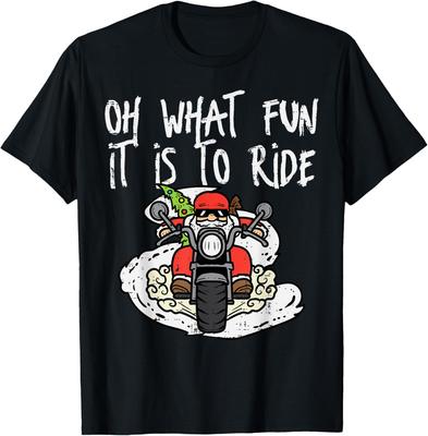 Weihnachten Was Für Ein Spaß Ist Zu Fahren Biker Weihnachtsmann Weihnachten Männer T-Shirt Lustige T-Shirts Beleidigendes T-Shirt Baumwolle Retro Street Fashion Herrenhemd