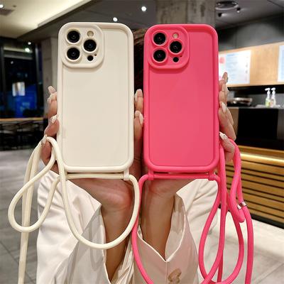 Tālruņa maciņš tālrunim iPhone 16 14 13 15 Pro Max 12 11 X XR XS 7 8 Plus SE 2020 2022 Crossbody regulējama štropes siksnas virves mīkstais vāciņš