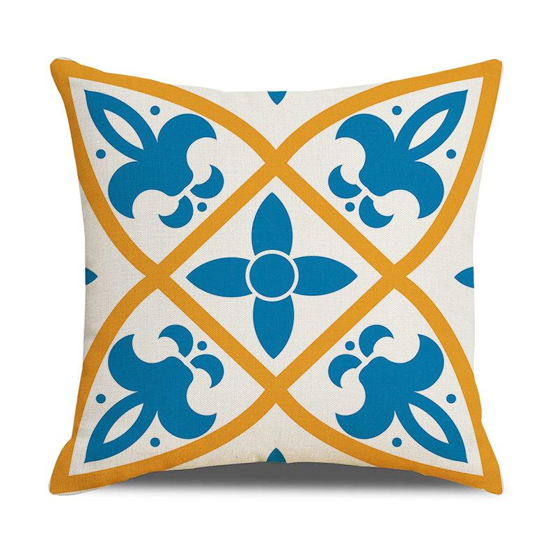 Nordic Yellow Ethnic Style Geometric Linen Cotton Linen Cushion Cover Sofa Car Interior Decoration Bedside Backrest Pillow Ins