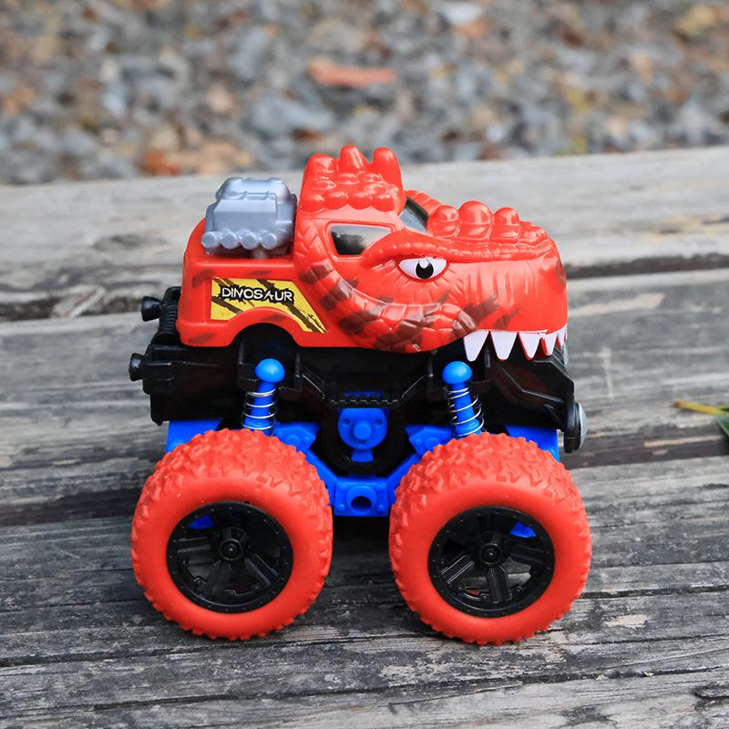 Inertial Pull-Back Dinosaur Monster Toy Car - Durable Four-Wheel Drive for Kids