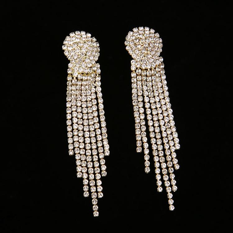 Bridal Wedding Accessories Earrings Ear Clips Gold White Earrings Dress Toast Wedding Dress Chinese Headgear Accessories Jewelry