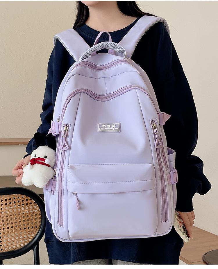 Schoolbag Multi-pocket Wholesale Middle School Student School Bag Girls Ridge Protection Large Capacity High Value Korean Simple Wind-packed Books