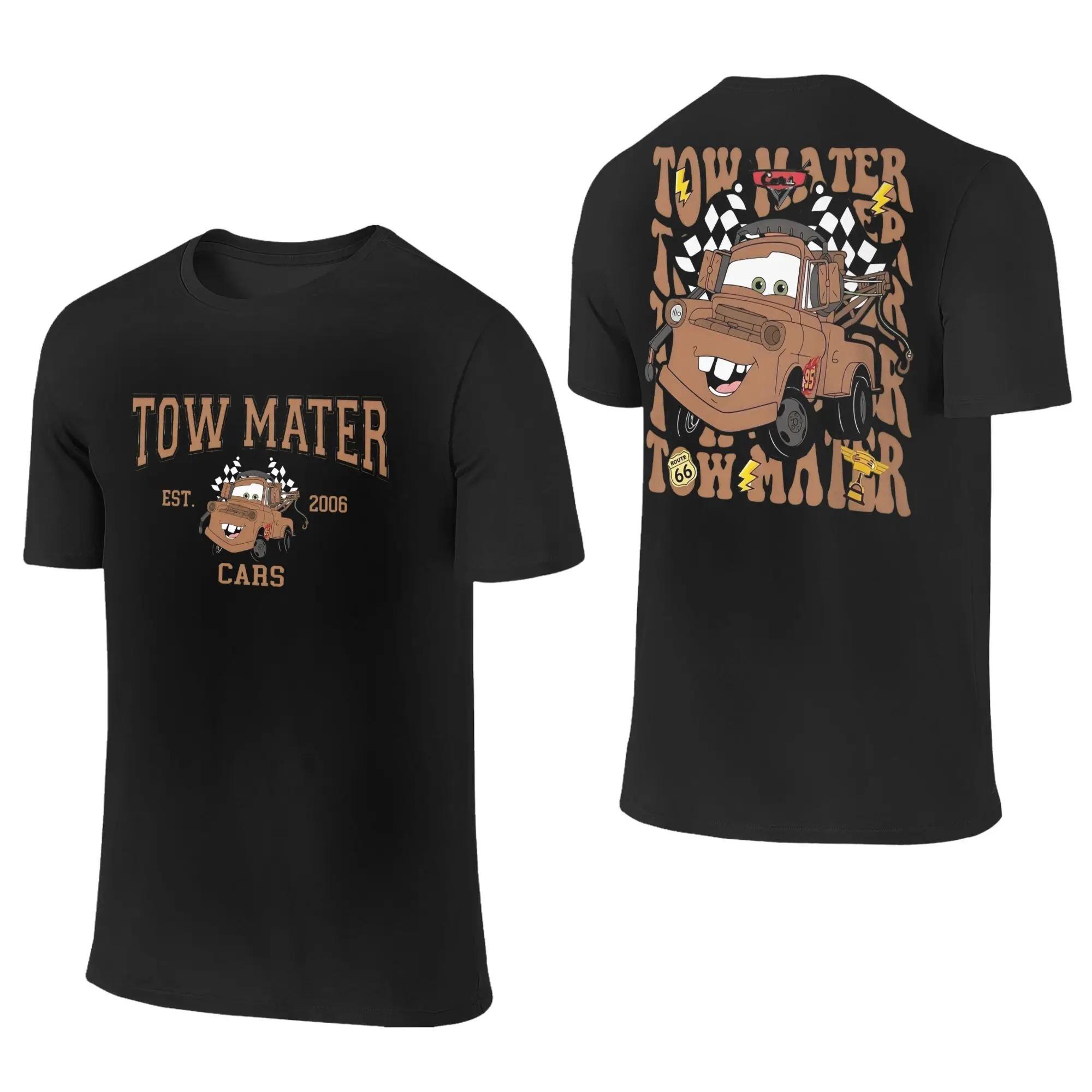 

Men Women T-Shirts Lightning Mcqueen Cars Sally Fun Pure Cotton Tees Short Sleeve T Shirts Round Collar Front Back Two Sides Tops XXXL фіолетовий