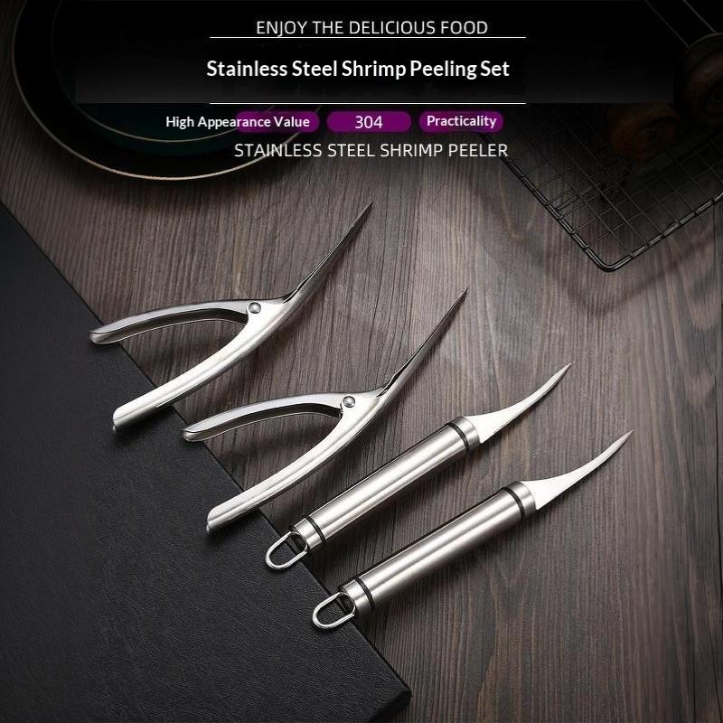 Food Grade Stainless Steel Shrimp Peeler Lightweight Easy Operation Perfect For Home Kitchen Seafood Cooking