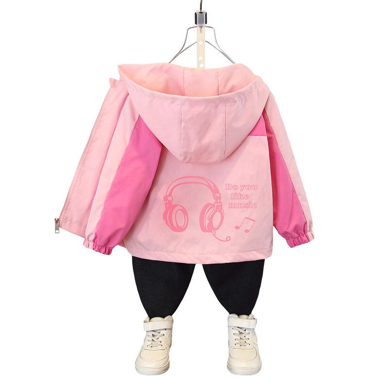 Children's Fashion Coat 2025 Spring Girls Casual Color Matching Hooded Jacket