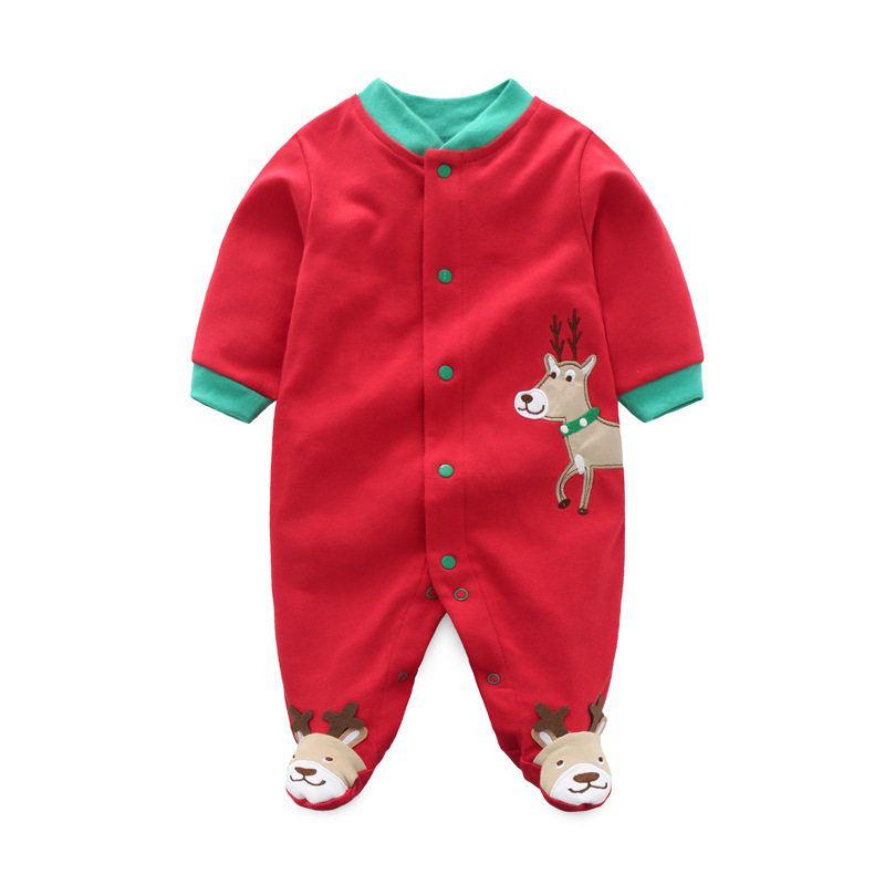 Baby Jumpsuit Spring and Autumn Pure Cotton Long-Sleeved Newborn Baby Jumpsuit with Foot Cover Children's Pajamas Romper with Foot Cover